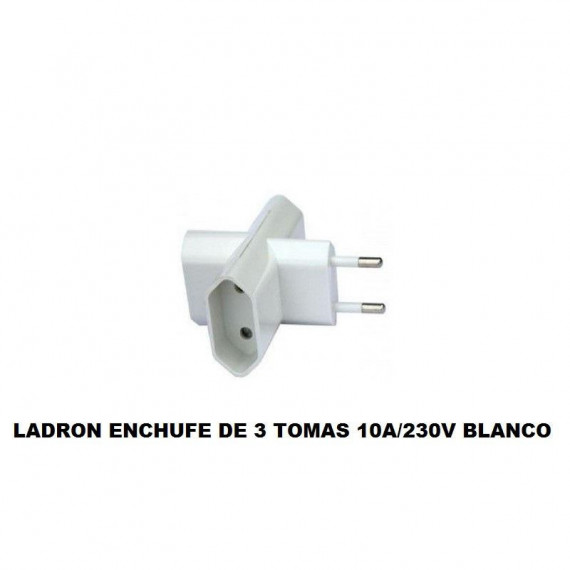 Ladrón de Enchufe Triple con 3 Tomas 10A/230V Blanco