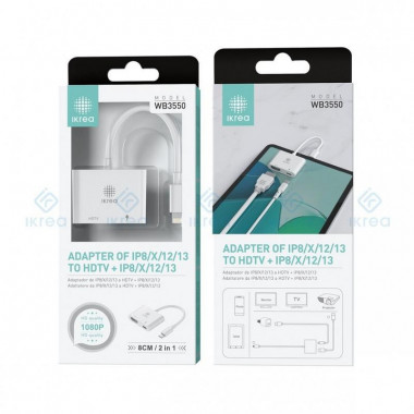 Adaptador IKREA Lightning Macho a HDMI Hembra + Lightning Hembra WB3550