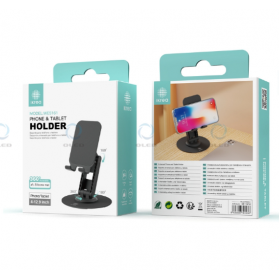 Soporte Universal Ikrea para Móviles y Tablets 4-12.9 Pulgadas Ajustable WE5161 Negro