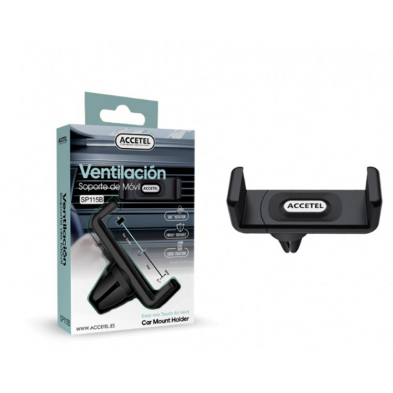Soporte de Móvil Universal para Coche ACCETEL SP115B (Salida de Aire, Negro)