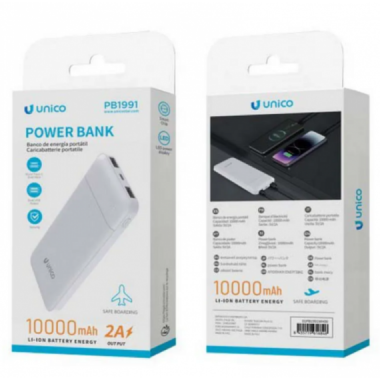 Power Bank Unico PB1991 Bater&iacute;a Externa 10000 mAh con Entrada Dual Micro USB/Tipo-C
