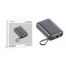 Powerbank Lekus FreeVolt Max 20000mAh 45W PD+QC3.0 con Display y Cable USB-C Incorporado LKB200G Negro