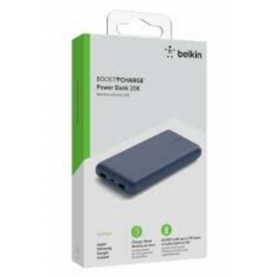 Power Bank Belkin BoostCharge 20000 mAh 15W con 2 USB-A y USB-C (BPB012btBL) Azul
