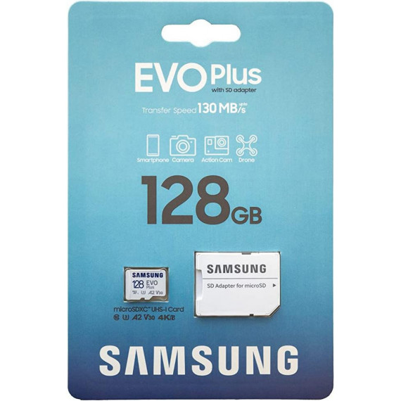 Tarjeta de Memoria microSD Samsung EVO Plus 128GB con Adaptador SD