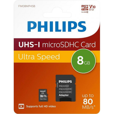Tarjeta de Memoria Philips Micro SDHC 8GB Clase 10 (FM08MP45B)