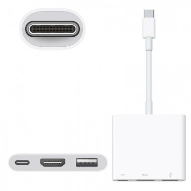 Adaptador Apple USB-C Digital AV Multipuerto (HDMI, USB-A, Carga) Blanco MW5M3ZM/A