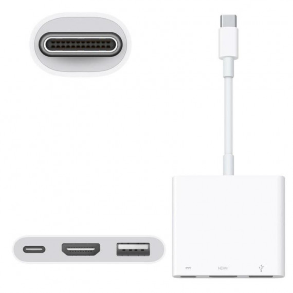 Adaptador Apple USB-C Digital AV Multipuerto (HDMI, USB-A, Carga) Blanco MW5M3ZM/A