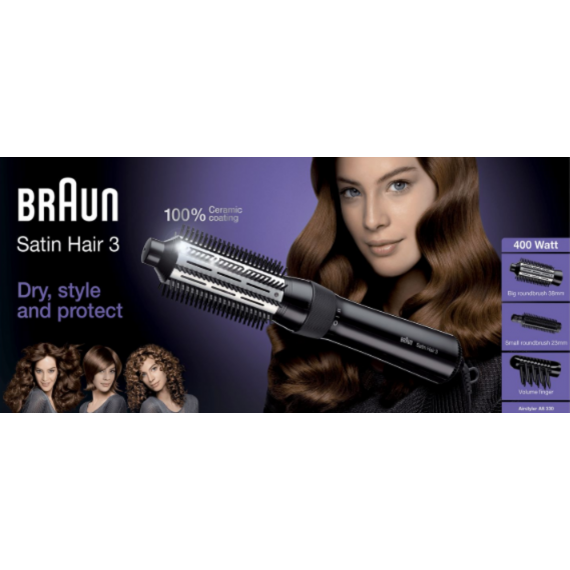 Cepillo de Pelo BRAUN Satin Hair 3 400W 3 en 1 38MM/23MM/VOLUME Finger BRAS330E
