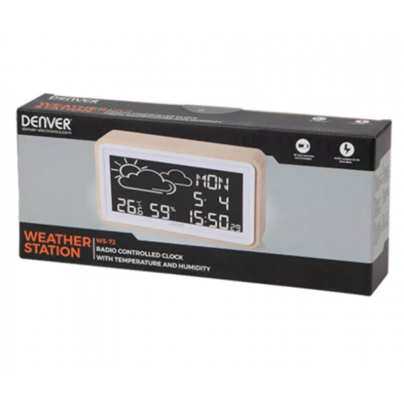 Estación Meteorológica Digital DENVER de Madera con Pantalla Lcd, Batería y Entrada Jack WS-72