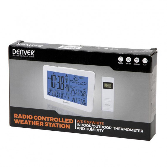 Estación Meteorológica Digital DENVER Radiocontrolada WS-530 Blanco