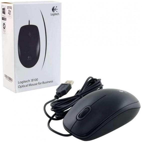 Ratón Logitech B100 con Cable USB Óptico