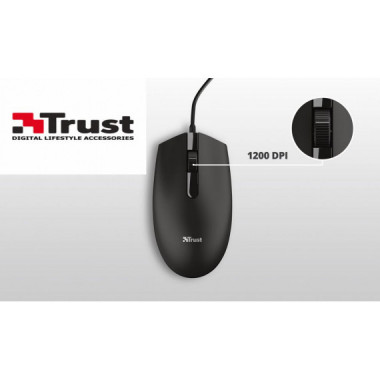 Rat&oacute;n &Oacute;ptico Trust TM-101 con Cable Plug & Play Negro