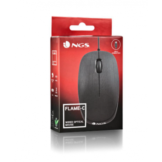 Ratón óptico NGS Flame-c con Cable y Conexión Tipo Usb-c