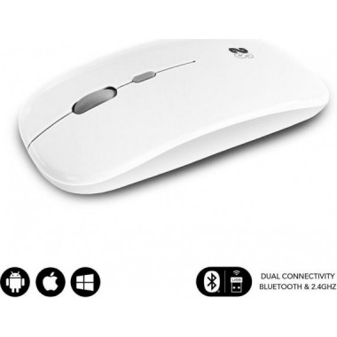 Rat&oacute;n Subblim Dual Flat Inal&aacute;mbrico/Bluetooth DFLAT21 Blanco