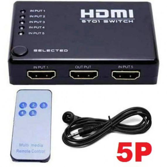 Switch HDMI de 5 Puertos con Mando a Distancia 4K