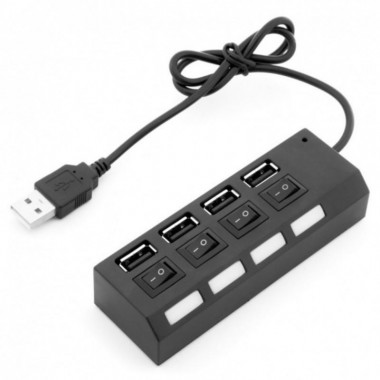 Hub USB 2.0 de 4 Puertos con Interruptor Individual Mimax