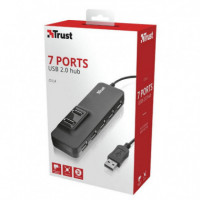 Concentrador USB 2.0 de 7 Puertos con Alimentación TRUST Oila