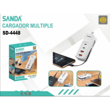 Cargador M&uacute;ltiple Sanda GaN USB-C 2PD+2USB SD-4448 65W