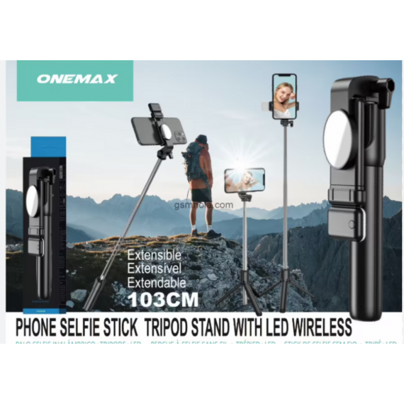 Palo Selfie Trípode Bluetooth con Mando y Luz LED Onemax SC21 103cm