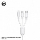 Cable de Carga Rápida WK Design Wekome 3 en 1 Lightning/Micro USB/USB Tipo-C WDC-103TH