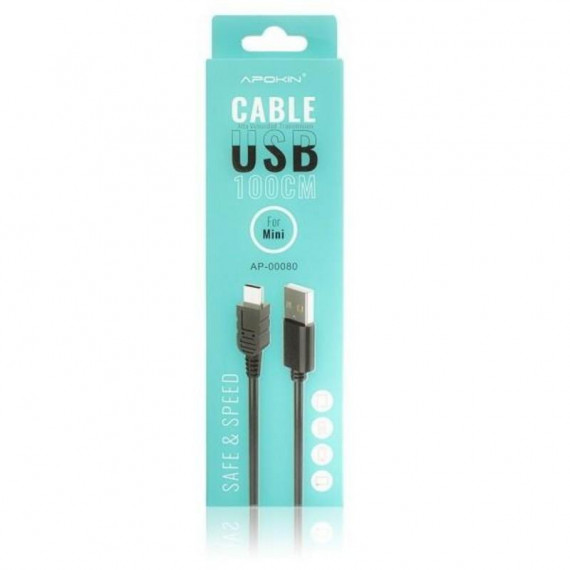 Cable Apokin USB-A a Mini-USB 1 Metro Negro (AP-00080)