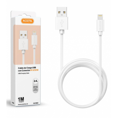 Cable de Carga USB Accetel CU1503 con Conector Lightning para iPhone (1m)