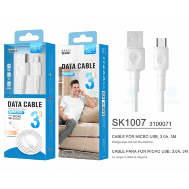 Cable Micro USB 3.0 Ikrea SK1007 Blanco 3m