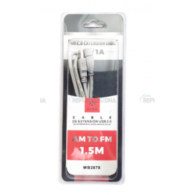 Cable de Extensi&oacute;n WOOX USB 2.0 1,5M AM a AF Blanco (WB2878)