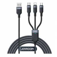 Cable de Carga JOYROOM Usb-a a Lightning/micro Usb/usb-c 3 en 1 (S-A18, 18W, 0.3M Negro)