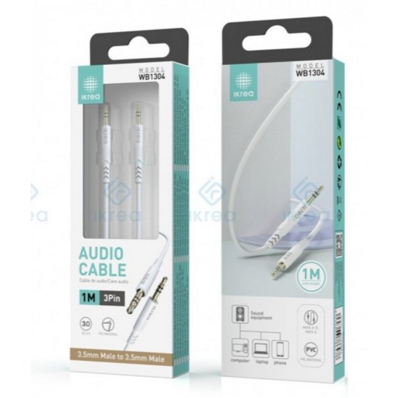 Cable de Audio IKREA 3.5MM Macho-macho Blanco WB1304