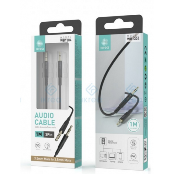 Cable de Audio Ikrea WB1304 3.5mm Macho-Macho Negro