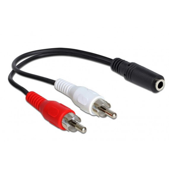 Cable Adaptador Audio Jack 3.5mm Hembra a 2 RCA Macho 0.20 Metros
