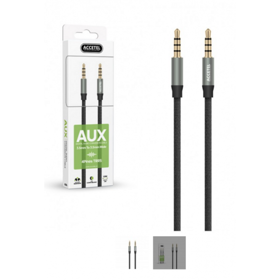 Cable ACCETEL de Audio Jack 3.5MM Macho a Macho, 4 Pines Trrs, 1.0M (AU116)
