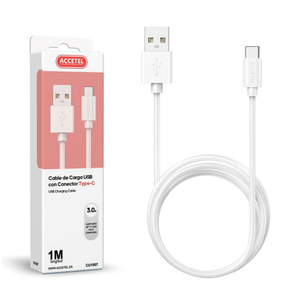 Cable de Carga Accetel USB con Conector Tipo-C 3.0A 1M CU1507