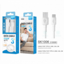 Cable Iser Tipo C 3.0A 3m OD4.0 Blanco SK1006