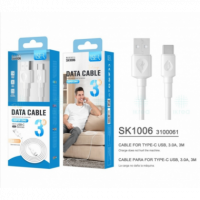 Cable ISER Type-c 3.0A 3M OD4.0 Blanco SK1006