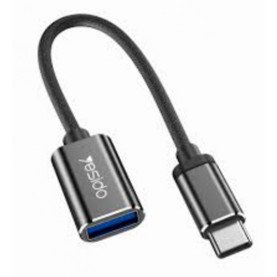 Cable Convertidor de Datos USB Tipo-C a USB 2.0 OTG Yesido GS01 10cm Negro