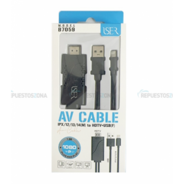 Cable Adaptador Digital AV ISER B7059 Lightning a HDMI y USB-A (Hembra) para iPhone/iPad, Negro