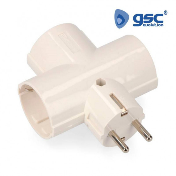 Adaptador Eléctrico GSC con 3 Tomas Schuko, Ref. 103000006