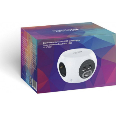 Regleta Nano Cable con 4 Tomas Schuko y 4 Puertos USB (2 USB-A, 2 USB-C) Ref. 10.37.0001