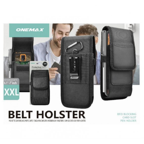 Funda Cinturón Onemax Vertical Universal para Móvil Tamaño XLL (6.1"-7.0") Negro
