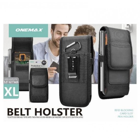 Funda Cinturón Onemax Vertical Universal para Móvil Tamaño XL (5.5"-6.1") Negro