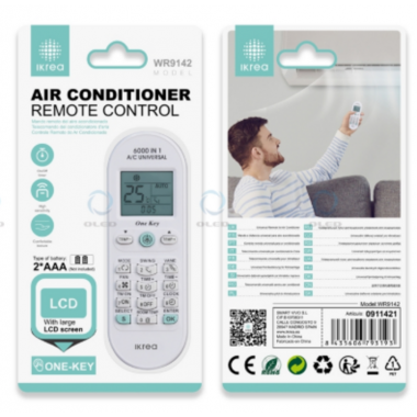 Mando Universal para Aire Acondicionado Ikrea con Funci&oacute;n One-Key Blanco WR9142