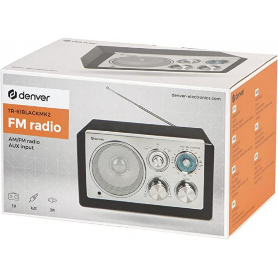 Reproductor DENVER Fm Radio TR-61BLACKMK2 Negro