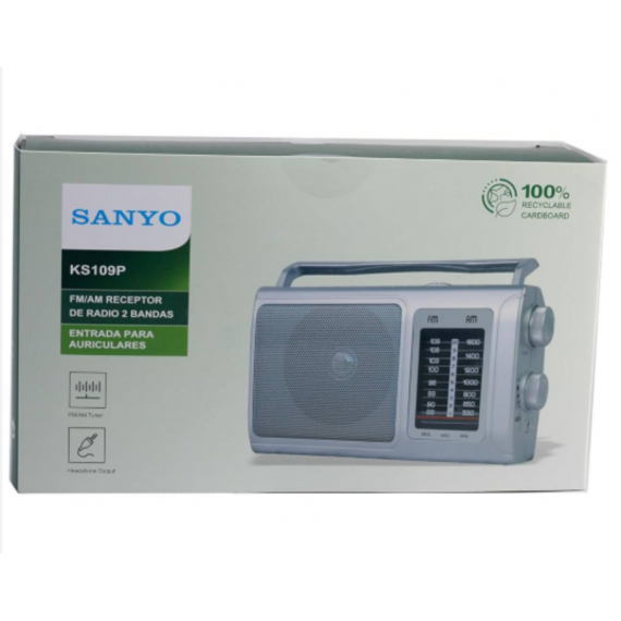 Radio Portátil Analógica SANYO Am/fm con Entrada para Auriculares KS106P