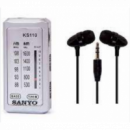 Radio de Bolsillo Mini SANYO KS110 con Auriculares Incluidos Plateado