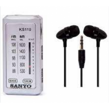 Radio de Bolsillo Mini SANYO KS110 con Auriculares Incluidos Plateado
