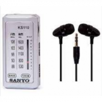 Radio de Bolsillo SANYO con Auricular Incluido, Plata (KS110)