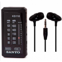 Radio SANYO de Bolsillo Am/fm, Negra, con Auriculares KS110