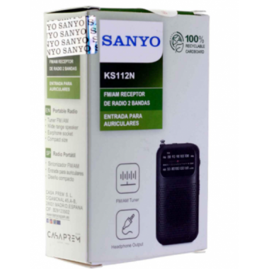 Radio de Bolsillo Anal&oacute;gica SANYO Am/fm con Altavoz KS112N Negro